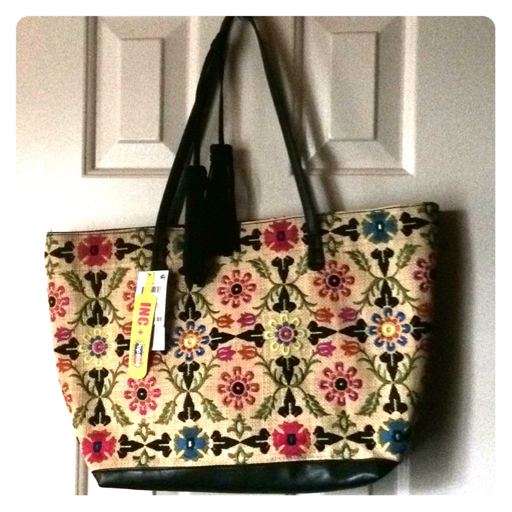 INC + Popsicle Black/Multicolor Tote Bag / Purse